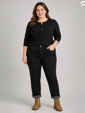Women's Size 16 Black Plaid Lined Tall Jeans